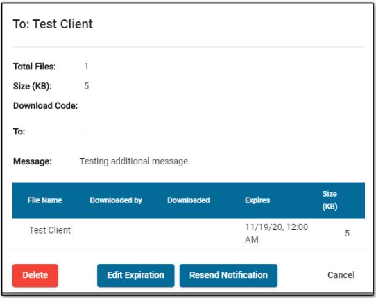 Send email notification screen